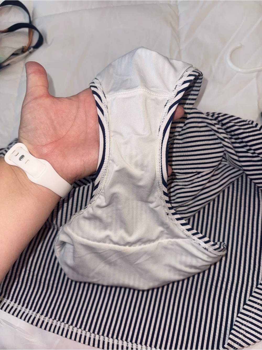 Cacique Navy & White Striped Tankini with skort  44D top / 22 bottom - Picture 8 of 10
